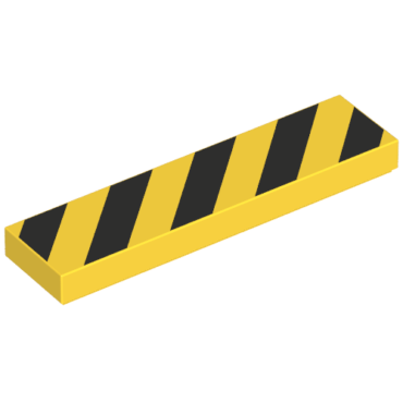 2431p52 - Tile 1 x 4 with Black and Yellow Danger Stripes (Black Corners) Pattern