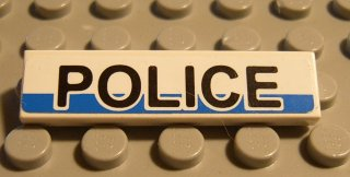 2431pb0036 - Tile 1 x 4 with Black 'POLICE' on White and Blue Background Pattern (Sticker) - Set 8252