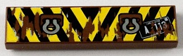 2431pb0159 - Tile 1 x 4 with Black and Yellow Danger Stripes, Silver Tow Rings and 'A-113' (Yellow Corners) Pattern