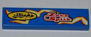 2431pb0175R - Tile 1 x 4 with 'Zoto Spiik' and 'SLIPPY RACING OIL' over Electric Spark Pattern Model Right Side (Sticker) - Set 8303