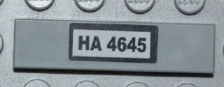2431pb0184 - Tile 1 x 4 with Black 'HA 4645' on White Background Pattern (Sticker) - Set 4645