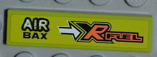 2431pb0186L - Tile 1 x 4 with 'AIR BAX' and 'XR FUEL' Pattern Model Left Side (Sticker) - Set 8186