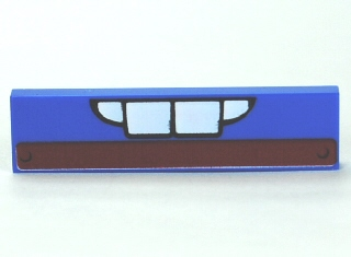 2431pb0190 - Tile 1 x 4 with White Teeth and Dark Red Stripe Pattern (Ivan Mater)