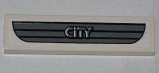 2431pb0237 - Tile 1 x 4 with Dark Gray Car Grille and 'CITY' Pattern (Sticker) - Set 4432