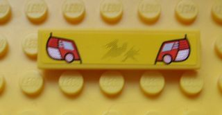 2431pb0286 - Tile 1 x 4 with Red and White Taillights on Yellow Background Pattern (Sticker) - Set 8134