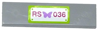 2431pb0345 - Tile 1 x 4 with Butterfly and 'RS 036' Pattern (Sticker) - Set 41036