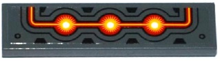 2431pb0353 - Tile 1 x 4 with Fire Cores, Black Trapezoids, and Black, Red and Yellow Lines Pattern (Sticker) - Set 70144