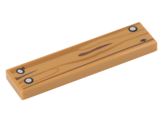 2431pb0415 - Tile 1 x 4 with Wood Grain and 3 Silver Nails Pattern