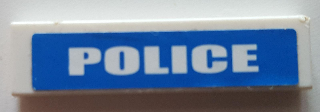 2431pb0447 - Tile 1 x 4 with White 'POLICE' on Blue Background Pattern (Sticker) - Set 7245-2