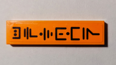 2431pb0623 - Tile 1 x 4 with Black Ninjago Logogram 'UPTOWN' on Orange Background Pattern (Sticker) - Set 70607