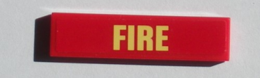 2431pb0628 - Tile 1 x 4 with 'FIRE' on Red Background Pattern (Sticker) - Set 60214