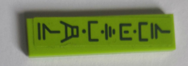 2431pb0646 - Tile 1 x 4 with Black Ninjago Logogram 'NEWTOWN' on Lime Background Pattern (Sticker) - Set 70607