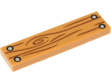 2431pb0652 - Tile 1 x 4 with Wood Grain and 4 Silver Nails Pattern