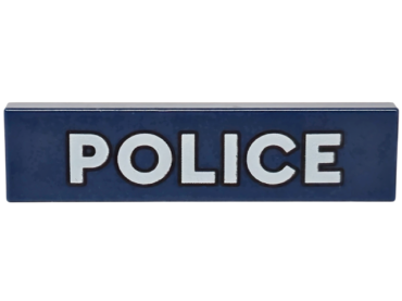 2431pb0660 - Tile 1 x 4 with White 'POLICE' with Black Outline Pattern