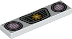 2431pb0705 - Tile 1 x 4 with Bright Pink Headlights and Silver Grille with Bright Light Orange Flower Pattern