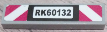 2431pb0803 - Tile 1 x 4 with 'RK60132' and Red and White Danger Stripes Pattern (Sticker) - Set 60132