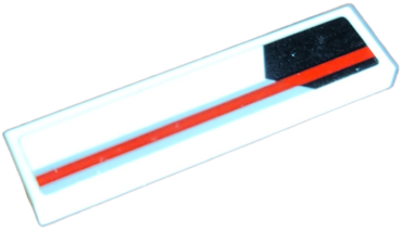 2431pb0807R - Tile 1 x 4 with Red and Light Bluish Gray Stripe over Black Pentagon Pattern Model Right Side (Sticker) - Set 75872