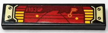 2431pb0926 - Tile 1 x 4 with Gold Plates, Display Screen with Dark Red, Red and Yellow Tactical Map and '103' Pattern (Sticker) - Set 70677