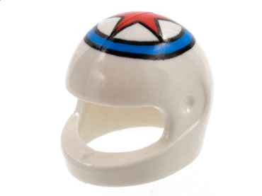 2446pb37 - Minifigure, Headgear Helmet Motorcycle (Standard) with Red Star In Blue Circle Pattern