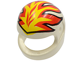 2446px5 - Minifigure, Headgear Helmet Motorcycle (Standard) with Yellow and Red Flames Pattern