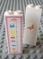 2454pb032 - Brick 1 x 2 x 5 with Growth Chart and Butterfly Pattern (Stickers) - Set 7586