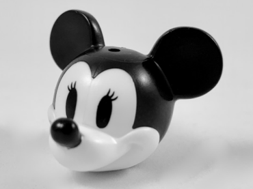 24629pb04 - Minifigure, Head, Modified Mouse with Molded Black Top and Ears and Printed Nose and Eyes with Eyelashes Pattern (Vintage Minnie)