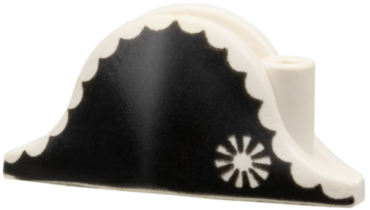 2528pb02 - Minifigure, Headgear Hat, Pirate Bicorne with Cockade on Black Scalloped Background Pattern