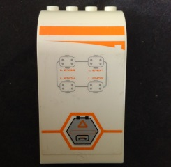 2571pb08R - Panel 3 x 4 x 6 Curved Top with Orange Stripe, Gray Hexagonal Hatch and Controls Pattern Model Right Side (Sticker) - Set 7644