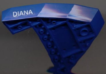 2623pb01 - Boat, Bow Top 8 x 10 x 1 with 'DIANA' Pattern on Both Sides (Stickers) - Set 6541