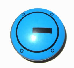 2654pb007 - Plate, Round 2 x 2 with Rounded Bottom and Black Circle and Rectangle on Dark Azure Background Pattern