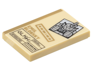 26603pb354 - Tile 2 x 3 with Legal File with Dark Tan 'EMIL BLONSKY', Black 'GLK/H' and Minifigure Mugshot Pattern