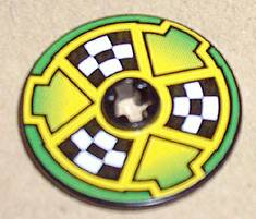 2723pb026 - Technic, Disk 3 x 3 with Checkered Flags and Arrows on Green Pattern (Sticker) - Set 8241