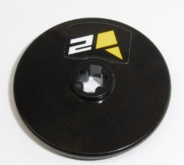 2723pb078 - Technic, Disk 3 x 3 with White Number 2 and Yellow Polygons Pattern (Sticker) - Set 42095