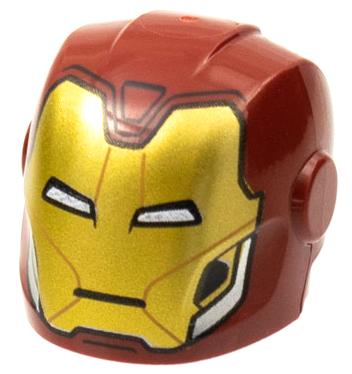 28631pb10 - Minifigure, Headgear Helmet Armor Plates and Ear Protectors with Gold Faceplate, White Eye Slits and Silver Trim Pattern