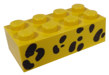 3001pb007 - Brick 2 x 4 with Black Animal Spots Pattern