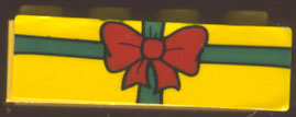 3001pb031 - Brick 2 x 4 with Present / Gift with Red Bow Pattern (Sticker) - Set 4165