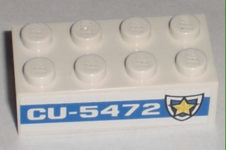 3001pb070 - Brick 2 x 4 with 'CU-5472' and Badge Pattern on Both Sides (Stickers) - Set 8196