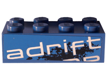 3001pb096L - Brick 2 x 4 with 'adrift' Top Half Pattern Model Left Side (Sticker) - Set 8151