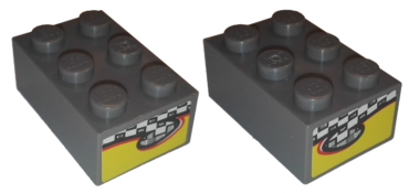 3002pb36 - Brick 2 x 3 with Checkered Flag and Flame Pattern on Both Ends (Stickers) - Set 8134