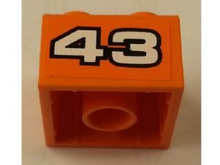 3003pb086 - Brick 2 x 2 with White '43' with Black Outline on Orange Background Pattern (Sticker) - Set 8162