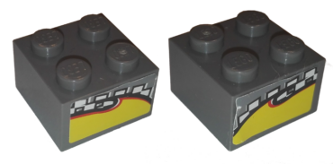 3003pb100 - Brick 2 x 2 with Yellow Flame on Checkered Background Pattern on Two Sides (Stickers) - Set 8134