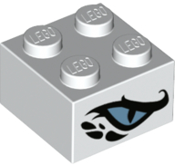 3003pb105 - Brick 2 x 2 with Metallic Light Blue Dragon Eye Pattern on Two Sides