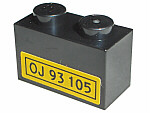 3004pb028 - Brick 1 x 2 with 'OJ 93 105' Pattern (Sticker) - Sets 2148 / 10156
