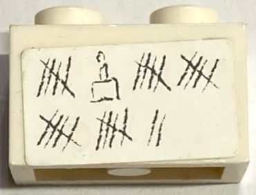 3004pb096 - Brick 1 x 2 with Tally Marks and Cake with Candle Pattern (Sticker) - Set 6242