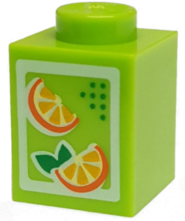 3005pb017 - Brick 1 x 1 with Oranges Pattern (Juice Carton)
