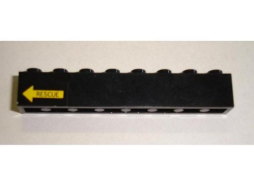 3008pb128L - Brick 1 x 8 with Yellow Arrow and 'RESCUE' Pattern Model Left Side (Sticker) - Set 8480