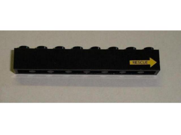3008pb128R - Brick 1 x 8 with Yellow Arrow and 'RESCUE' Pattern Model Right Side (Sticker) - Set 8480