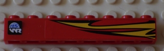 3008pb142R - Brick 1 x 8 with Yellow Flames and World Racers Logo Pattern Model Right Side (Stickers) - Set 8897