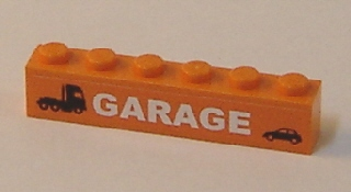 3009pb118 - Brick 1 x 6 with Truck, Car and 'GARAGE' Pattern (Sticker) - Set 7642