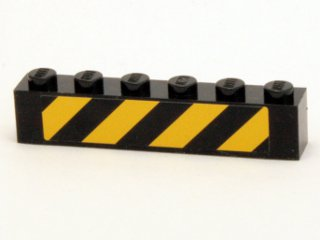 3009pb170 - Brick 1 x 6 with Black and Yellow Danger Stripes Pattern (Sticker) - Set 4204